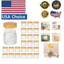 Compact 2oz Frosted Glass Jars with Woodgrain Lids - Perfect for DIY Cosmetics