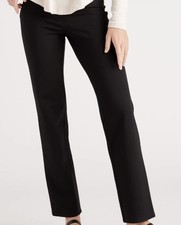 Quince Black Ultra-Stretch Ponte Straight Leg Pant Faux Pockets Sz Large 30"