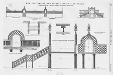 BIRMINGHAM New Footbridge at New Street Station Antique Engineering Print 1874