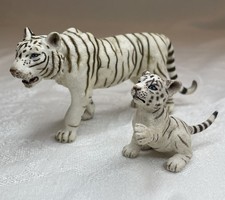 Schleich White Siberian Tiger Big Cat Wildlife Figure 2007 Adult Male & Cub