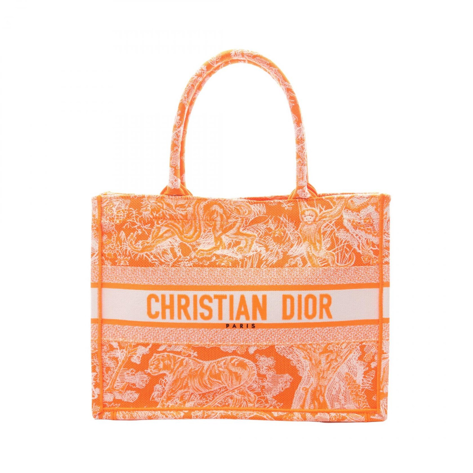 Dior BOOK TOTE Medium Canvas Orange Women's Bag #MMB3084