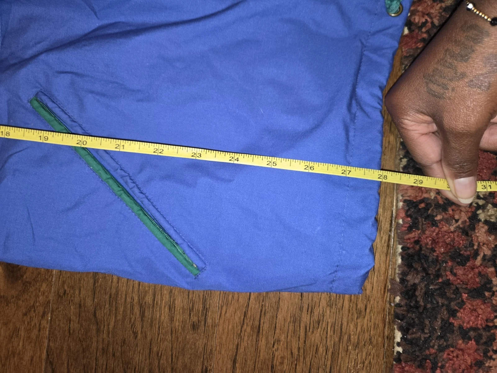 London Fog Men's Full Zip Nylon Jacket w/ Pockets Stand-Up Collar Blue/Green S - product detail image 2