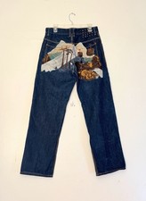 Vintage Y2K Rocawear Embroidered Jeans Pants Size 34x31 Blue Denim Hip Hop Baggy
