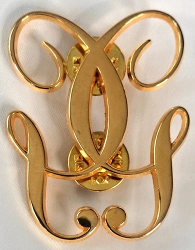 Vintage Guerlain Monogram Gold Plated Brooch France