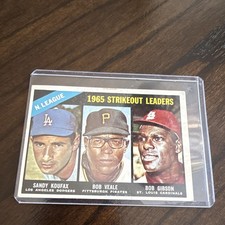 Topps 1966 N. League 1965 Strikeout Leaders #225 Koufax Veale Gibson