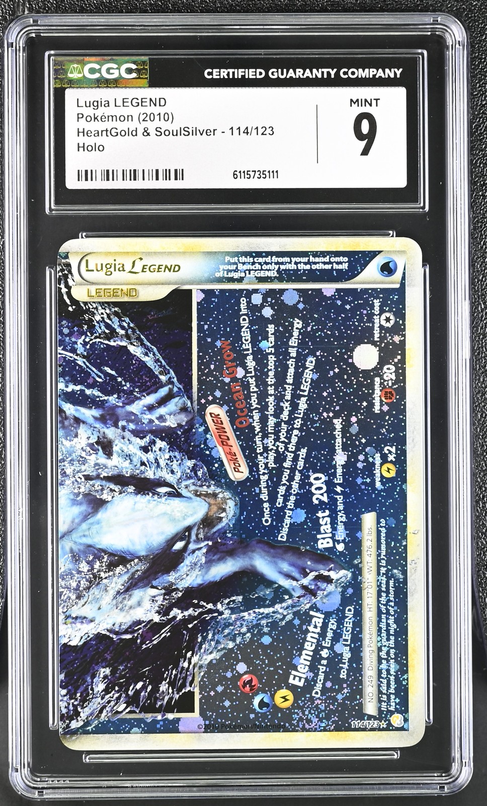 CGC 9 MINT Lugia LEGEND HeartGold & SoulSilver Bottom 114/123 Holo Pokemon Card
