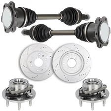6pcs For GMC Sierra 1500 2007-2013 Front CV Axle+Brake Rotors+Wheel Hub Bearing