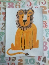 GAT Lion IMPRESSIONISM ORIGINAL Painting Jungle Whimsical Animals On CANVAS 6X8 