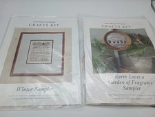 BHG Crafts Kit Counted Cross Stitch Samplers Winter Garden Lot Of 2