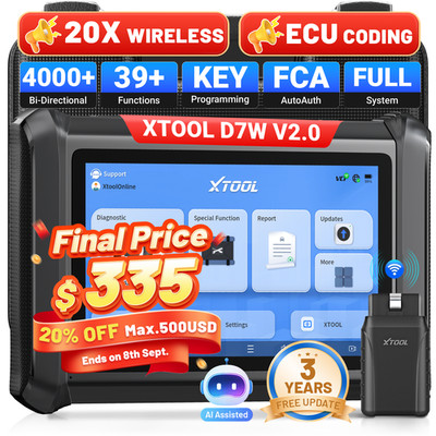 XTOOL D7W V2.0 Wireless Bi-directional Diagnostic Tool OBD2 Scanner Key Program
