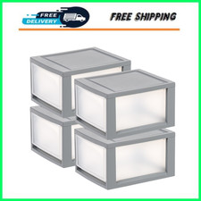 IRIS 14 Qt Plastic Storage Drawers Under Bed Bins Stackable 4 Pack