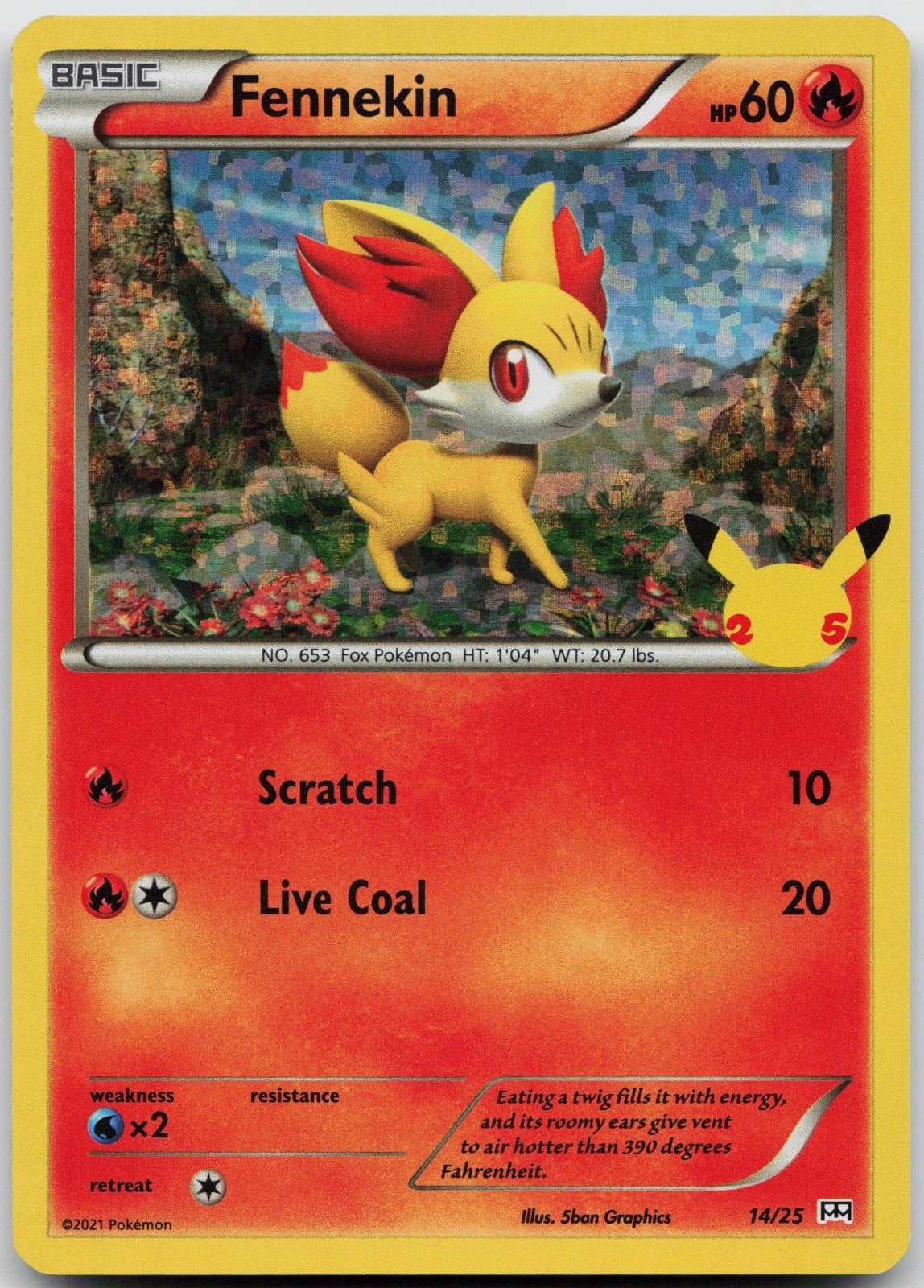 Fennekin - 14/25 Promo McDonald's 25th Anniversary Promos 014/025 NM