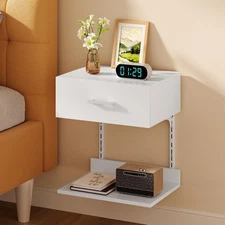 Floating Nightstand with Drawer, Modern Wall Mounted Nightstand, Floating Bed...