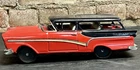 Vintage 1956 Bandai Japan Tin Friction Toy Red Ford 2 Door Country Station Wagon