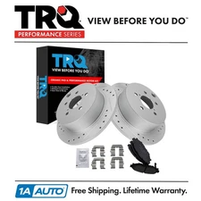 TRQ Performance Rear Brake Pad & Rotor Kit Performance Ceramic Fits Subaru