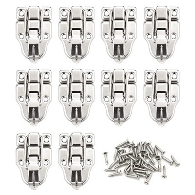 LEEFONE 10 Pack Metal Duck-Billed Box Hasp Lock Toggle Latch Catch, Silver