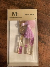 Modern Expressions Letter Keychain "H" Floral Lavender Purple With Tassels  New