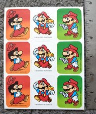 VTG 1989 NINTENDO OF AMERICA SUPER MARIO STICKER SHEET of 9 VIDEO GAME NES