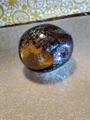 Timothy E Landers Dichroic Glass Moon Rock Paperweight 3''× 3''   Signed