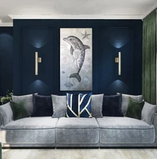  3D панно-картина "Дельфин" на фанере Размер: 2 x 4 фута (61 x 122 см).