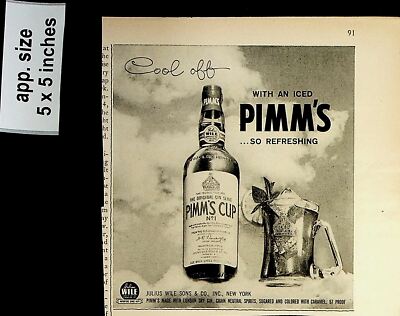 1958 Pimm's Cup Iced So Refreshing Alchohol Vintage Print Ad 7593