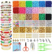 Redtwo 5100 Clay Beads Bracelet Making Kit, Flat Preppy Beads for Friendship Je