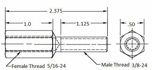 Thread adapter, 5/16-24 Female thread, 3/8-24 Male thread. | eBay