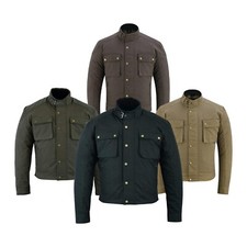 Warrior Motorcycle Waxed Cotton Shirt Style CE Armour Waterproof Biker Jacket