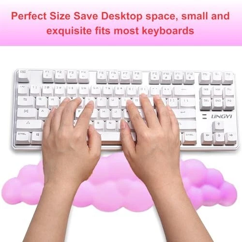 Cloud Wrist Rest Set with Mouse Mat & Cup Coaster (  PINK  ) 3 Pcs by HTT Global - Image 4 of 4