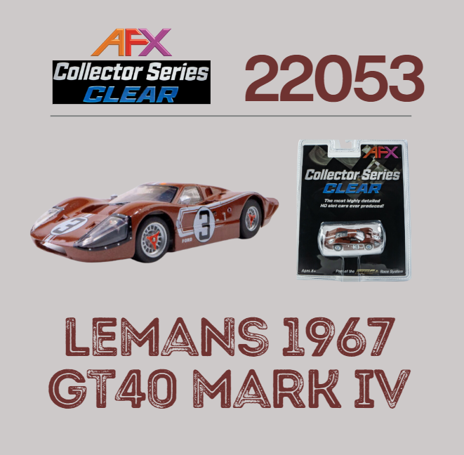 AFX Mega G+ HO Slot Car LeMans GT40 MK IV #3 1967 Clear Series
