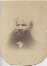 CABINET CARD PORTRAIT OF MAN W/ VERY UNUSUAL BEARD - NEW YORK CITY, NY