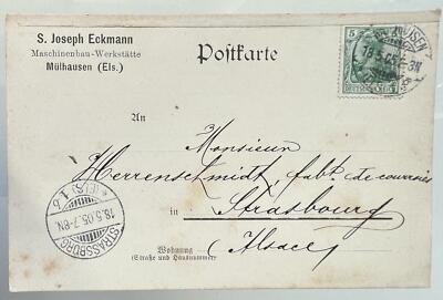 DEUTSCHES ELSASS MÜLHAUSEN 1905 ECKMANN MULHOUSE POSTKARTE GERMAN COVER STAMP