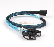 Mini SAS SFF-8643 to 4 SATA 7-pin Hard Disk 6Gbps data Server RAID Blue Cable