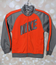 Nike Boy's Youth Orange Gray Zip Front Polyester Jacket Size 7