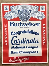 Vintage 1981 Budweiser St Louis Cardinals NL East Champs Poster - 26 x 20 - EXC!