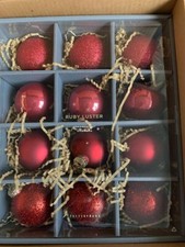 POTTERY BARN MIXED ORNAMENTS SET OF 12  RED