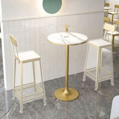 100cm Tall Commercial Round Bar Table with Black/Gold Painted