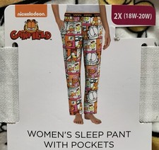 NEW Garfield Comic Strip Print Women's Soft Plush Pajama Pant Bottoms Size 2XL