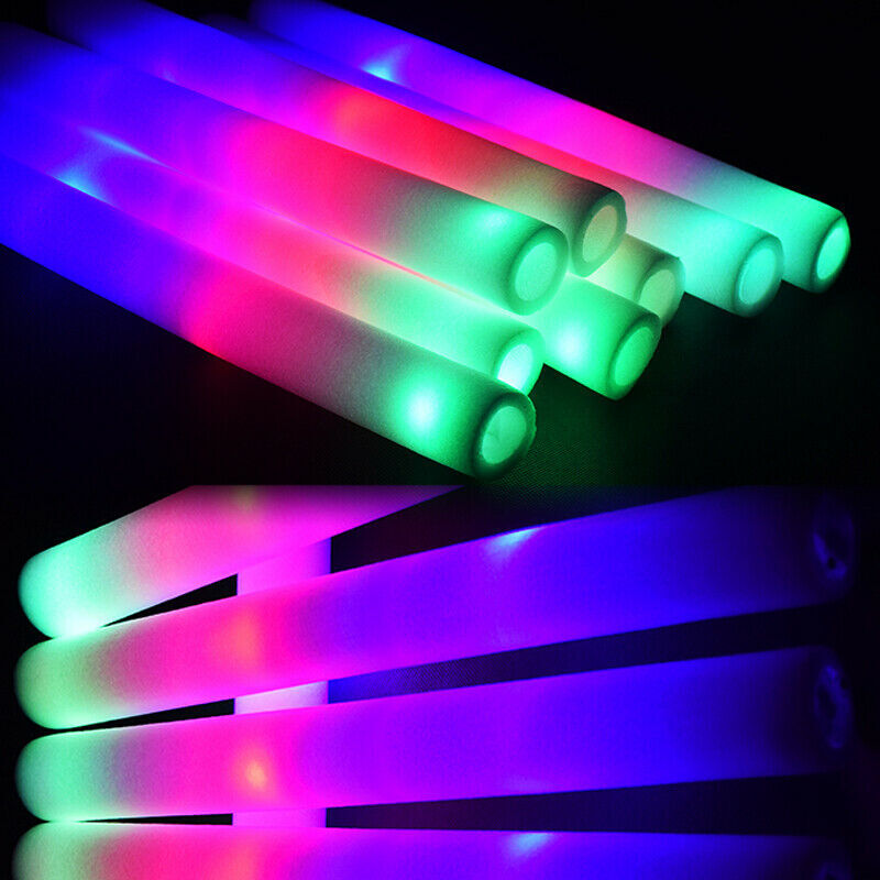 501020 Pcs LED Foam Sticks RGB Thunder Wand Flashing Light Rave Glow