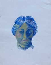 Ritratto Testa Blu Donna Pittrice Vera Stoss Espressivo Acquerello