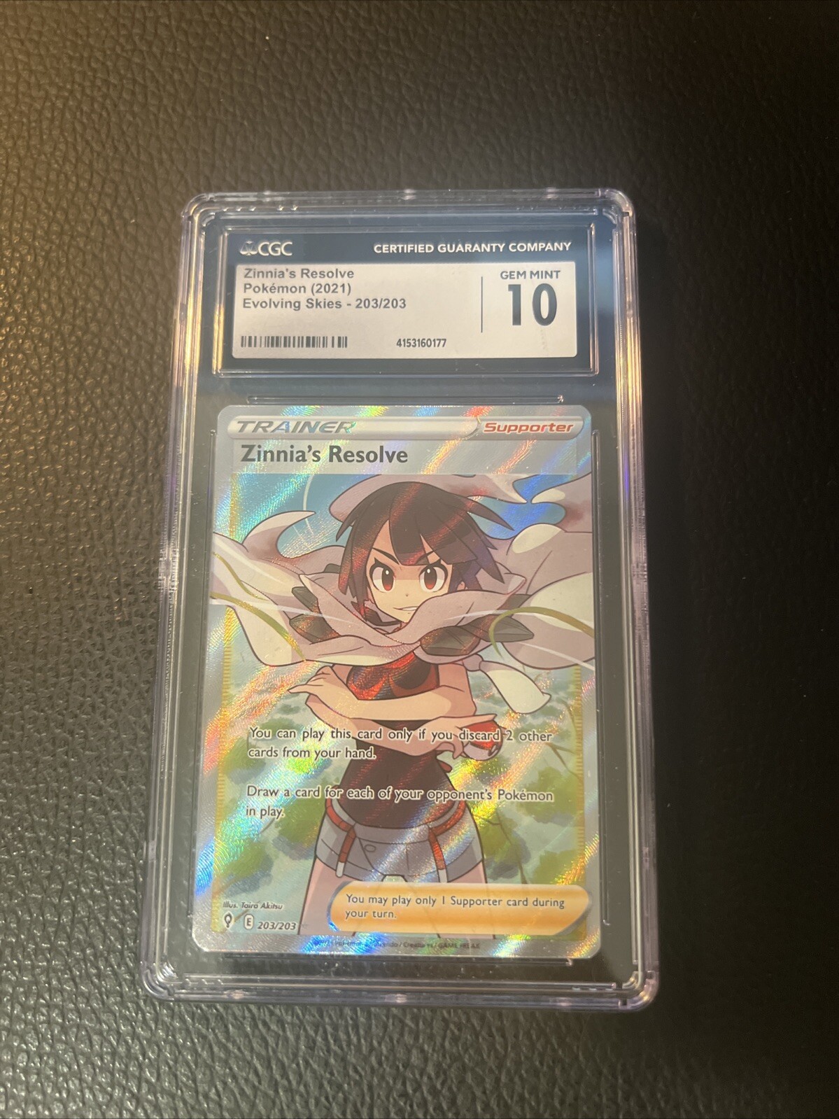 2021 POKEMON TCG EVOLVING SKIES 225 FULL ART - ZINNIA'S RESOLVE SECRET CGC 10