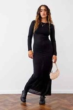 Urban Outfitters Archive Anok Slubby Long-Sleeve Maxi Dress in Black Size S