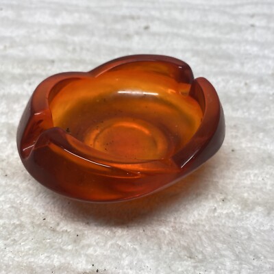 Viking Glass Amberina Red/Orange Oval Tulip Ashtray - Vintage | eBay