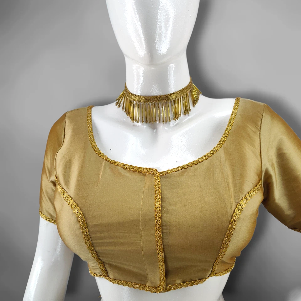 Elegante blusa de seda de media manga | cuello redondo | gancho y ojos delanteros, Foto 4 de 4