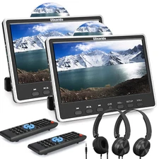 2 X 12" Dual Screen HD Car DVD CD Player Headrest Monitor TV HDMI USB SD Headset