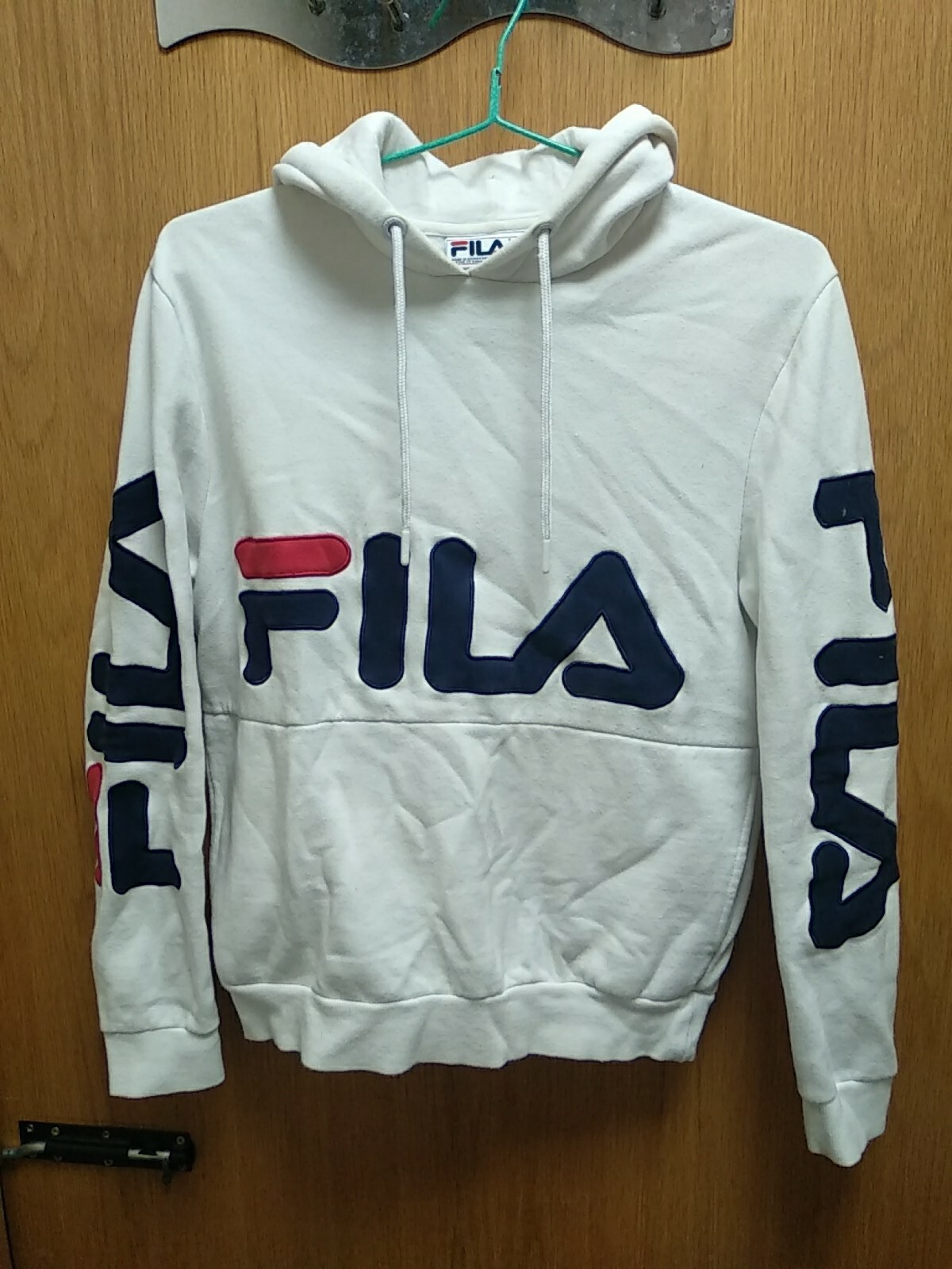 FILA Felpa Donna Maniche Lunghe con Cappuccio Spellout Vintage Sbiadita Bianca Small