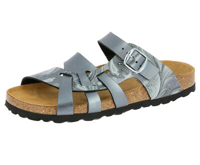 Pantolette grau LICO Bioline Flora Slipper Damen