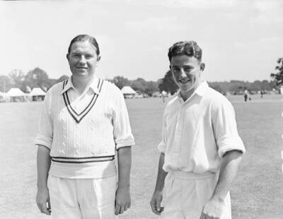 Fred Gardner and Raymond Hitchcock Warwickshire 1951 Cricket Old Photo