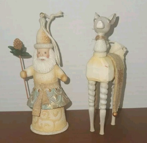 Jim Shore Rivers End Babbo Natale con ornamento bastone pigna 2015 cervo alto 5" lotto 2 - Foto 12 di 14