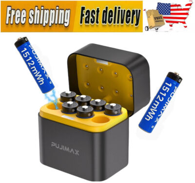 PUJIMAX 100% NEW 1512mWh 1.5V AAA Batteries Lithium 8 Pack with Fast Charger